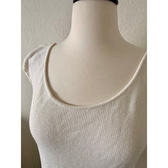 Dusan Italy White Knit Top Women’s Size L Cotton Cashmere Blend Minimalist - Picture 4 of 10